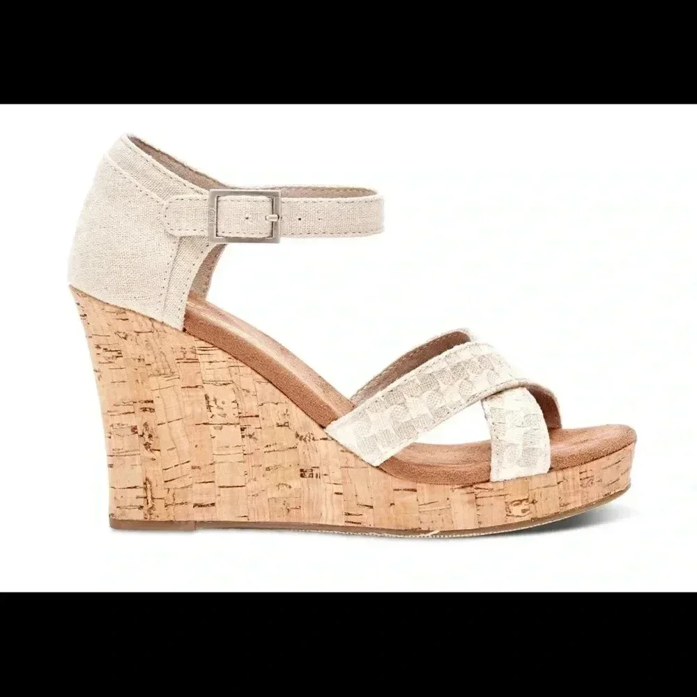 🏷️Toms Beige Cork Wedge Sandals